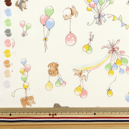 [From quantity 5] Fabric 『Scare Print Print balloon off-white SP2400-3A]