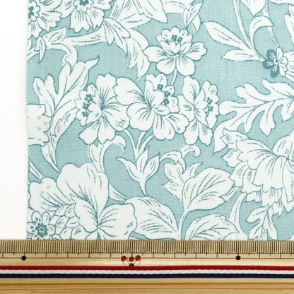 [From quantity 5] Fabric 『Oxford Oriental Flower Blue Green NOX-ORFL-A]