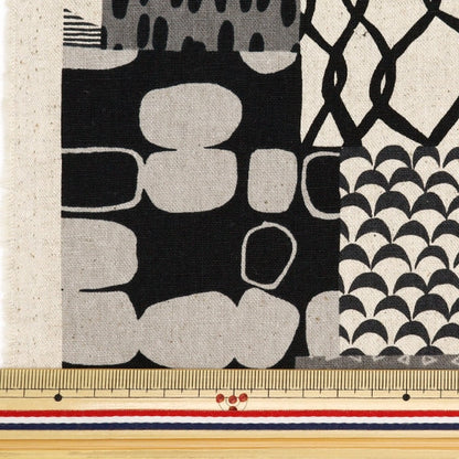 [From quantity 5] Fabric "NOVA Cotton hee canvas ethnic styleQuiltingPattern black NCLC-ETH-BK] KOKKA