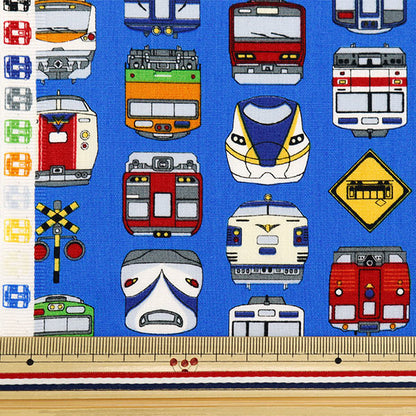 [From quantity 5] Fabric 『Scare Print Print train Blue SP2411-12C]