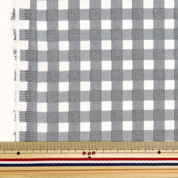 [From quantity 5] Fabric 『Fabric WrinkleSuper water-repellent twill check gray Che-TWTC-GY]
