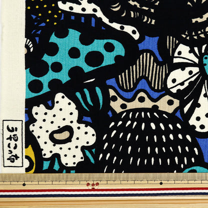 [From quantity 5] Fabric "Ukako Fool No. 10 Canvas Mushroom Blue Up5925-D" COTTON KOBAYASHI