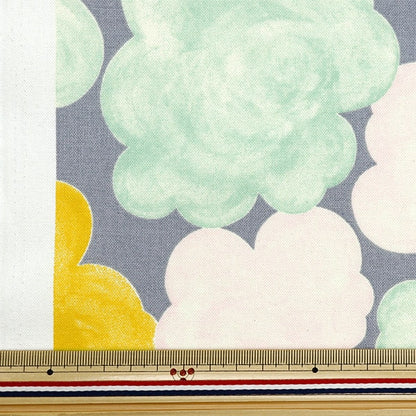 [From quantity 5] Fabric "Ukako Fools 10th Canvas Koton Light Gray x Yellow Up5906-E" COTTON KOBAYASHI