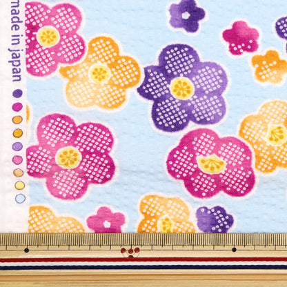 [From quantity 5] Fabric "Ripple Button Flower Sax 38130-1C"