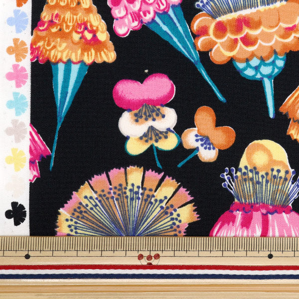 [From quantity 5] Fabric "Ueno Richiblod Geranium Black UNRF-03-BK"
