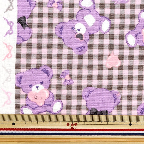 [From quantity 5] Fabric 『Oxford Classical Modern Disease Kuma Violet Pink CMOF-73-VP]