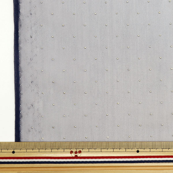 [From quantity 5] Fabric "Milky Wake Turu Rame Dot Navy KT2410TC-08"