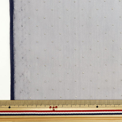 [From quantity 5] Fabric "Milky Wake Turu Rame Dot Navy KT2410TC-08"