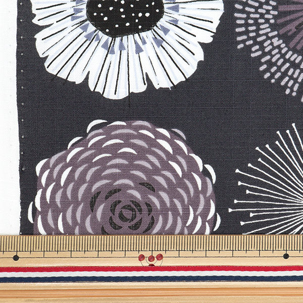 [來自數量5] 織物 “ Emiko Collection Slove Cross Flower Circle黑色SEC2601-BK” KIYOHARA