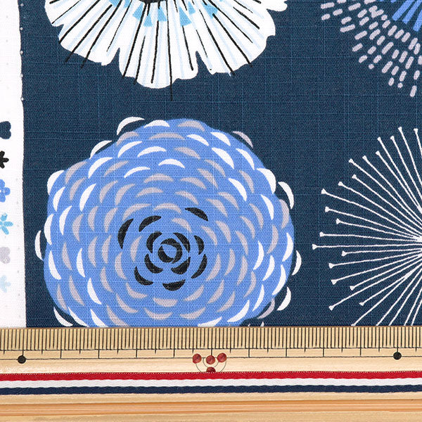 [來自數量5] 織物 “ Emiko Collection Slove Cross Flower Circle Navy Sec2601-NV” KIYOHARA