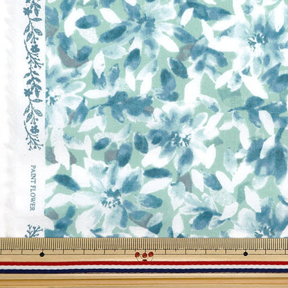 [From quantity 5] Fabric "60 loan soft texture processing paint flower blue 60LA-PAFL-BL"