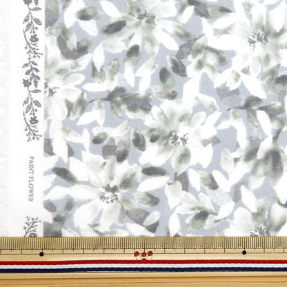 [From quantity 5] Fabric "60 loan soft texture processing paint flower gray 60LA-PAFL-GR"