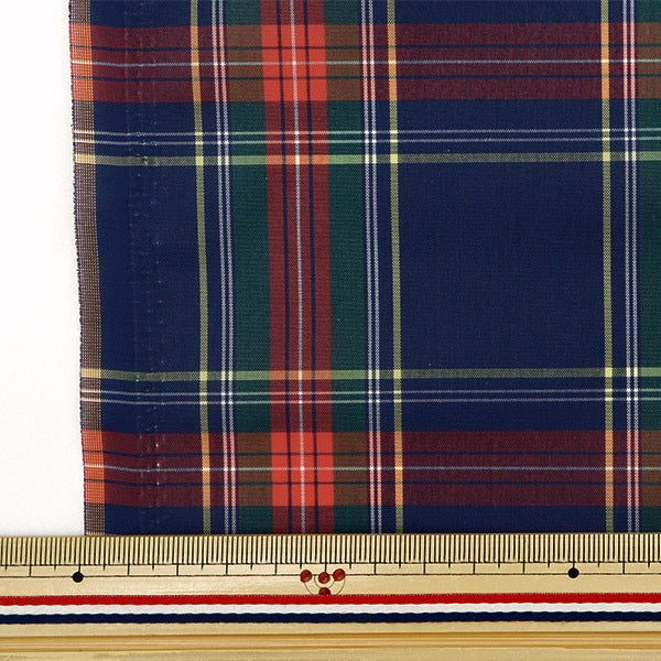 [From quantity 5] Fabric "Nyro Tan Coating Navy x Red 3328-11"