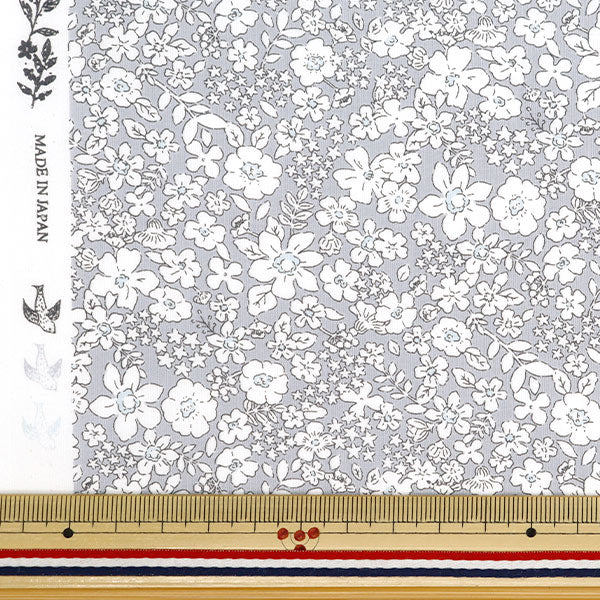 [From quantity 5] Fabric "60 loan soft texture processing drawing Fleur light gray 60LA-DF-GRY"