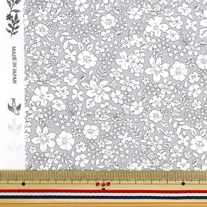 [From quantity 5] Fabric "60 loan soft texture processing drawing Fleur light gray 60LA-DF-GRY"