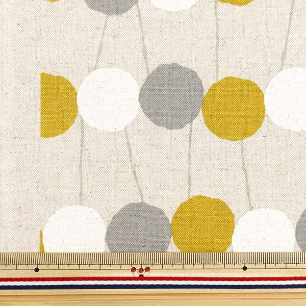 [From quantity 5] Fabric "Cotton hemp canvas cherry dot 850432-1-2"