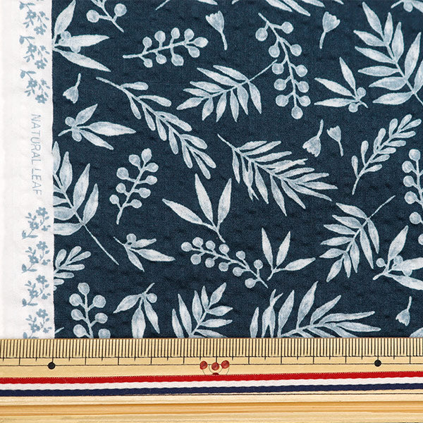 [From quantity 5] Fabric "Ripple Adult Ripple Natural Leaf Navy RIPLEAF-NV"
