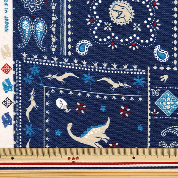 [From quantity 5] Fabric 『Oxford Dinosaur Bandana SK-8200-1E]