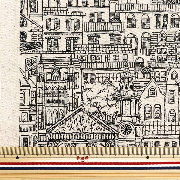[From quantity 5] Fabric "Cotton hemp canvas home town black CLCHOME-BK"