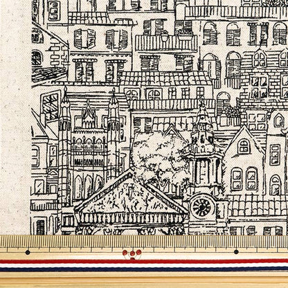 [From quantity 5] Fabric "Cotton hemp canvas home town black CLCHOME-BK"
