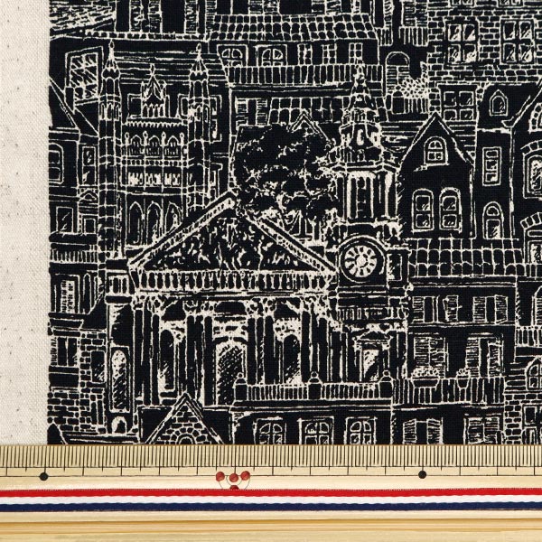 [From quantity 5] Fabric "Cotton hemp canvas home town black bass CLCHOME-BKB"