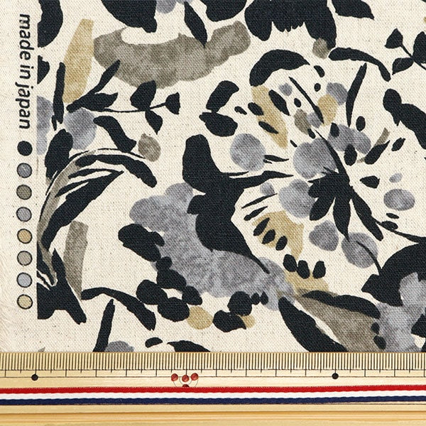 [From quantity 5] Fabric "Cotton hemp canvas Wild Flowers Black CLCAWIFL-BK"
