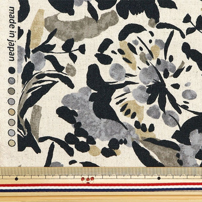 [From quantity 5] Fabric "Cotton hemp canvas Wild Flowers Black CLCAWIFL-BK"