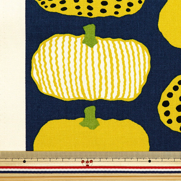 [From quantity 5] Fabric "Ukako Fool No. 10 Canvas Pumpkin Navy Land x Yellow Up5910-D" COTTON KOBAYASHI