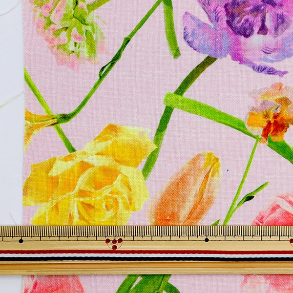 [From quantity 5] Fabric "Hibiya Hanadai Florist's Floral Floral Cotton Linu Canvas YUMMY Pattern Purple HBY-10008-PP"