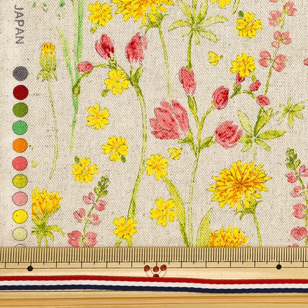 [From quantity 5] Fabric "Hibiya Hanadai Florist Floral Pattern Cotton Hais Canvas Blooming Garden Spring Pattern Ivory HBY-10009-IV"