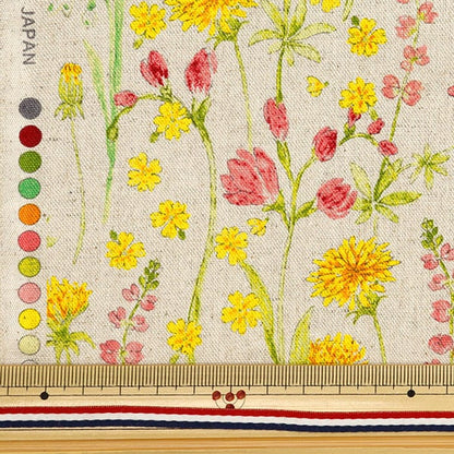 [From quantity 5] Fabric "Hibiya Hanadai Florist Floral Pattern Cotton Hais Canvas Blooming Garden Spring Pattern Ivory HBY-10009-IV"