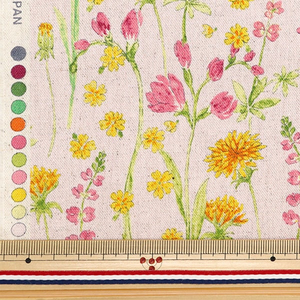 [From quantity 5] Fabric "Hibiya Hanadai Florist Floral Pattern Cotton Hais Canvas Blooming Garden Spring Pattern Pink HBY-10009-PK"