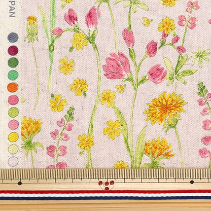 [From quantity 5] Fabric "Hibiya Hanadai Florist Floral Pattern Cotton Hais Canvas Blooming Garden Spring Pattern Pink HBY-10009-PK"