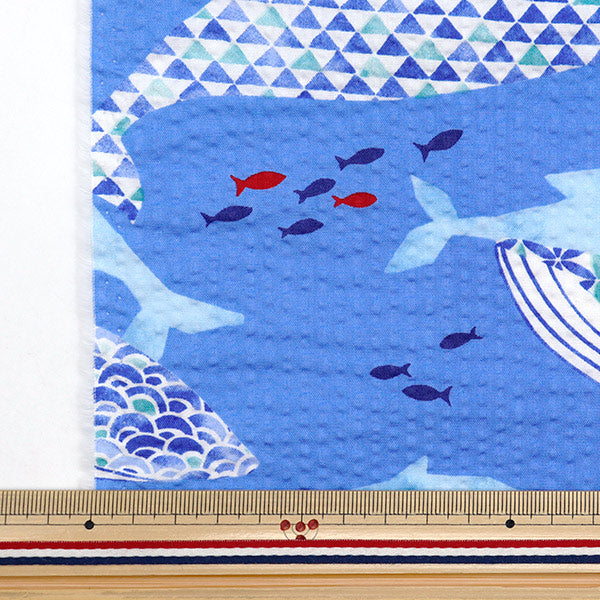 [From quantity 5] Fabric "Ripple Whale Saxophone x Blue SO-58500-2C"