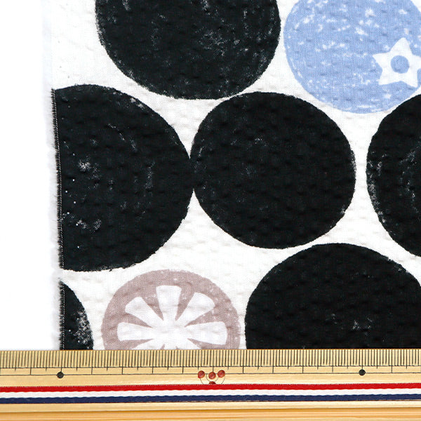 [From quantity 5] Fabric "Ripple Topkaru Ivory x Black SO-58500-4C"