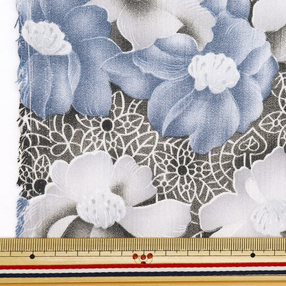 [来自数量5] 织物 “ takashima chimi日本风格的花图案蓝色205041-22”