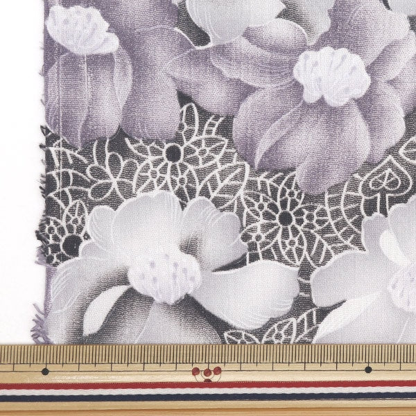 [From quantity 5] Fabric "Takashima Chimi Japanese-style flower pattern purple 205041-23"