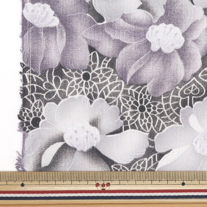 [From quantity 5] Fabric "Takashima Chimi Japanese-style flower pattern purple 205041-23"