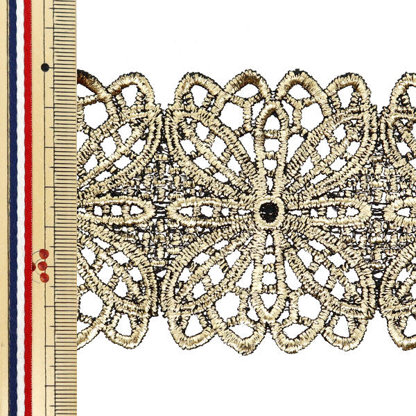 [From quantity 5] HandicraftTrim "Metallic lace approximately 7cm width black gold GY-99-24-2"