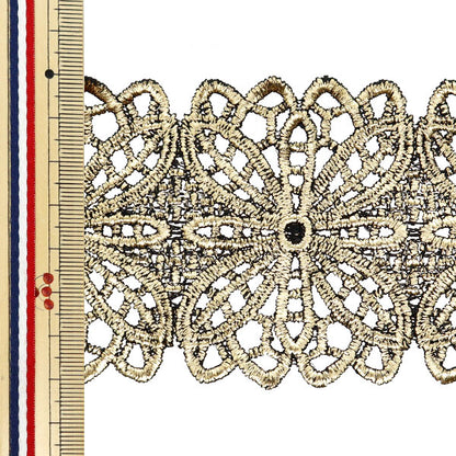 [From quantity 5] HandicraftTrim "Metallic lace approximately 7cm width black gold GY-99-24-2"