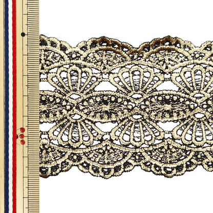 [From quantity 5] HandicraftTrim "Metallic lace approximately 7cm width black gold GY-99-24-4"