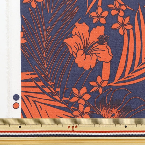 [From quantity 5] Fabric "T/C Hawaii Amplint Hibiscus Navy x Red 205042-4"