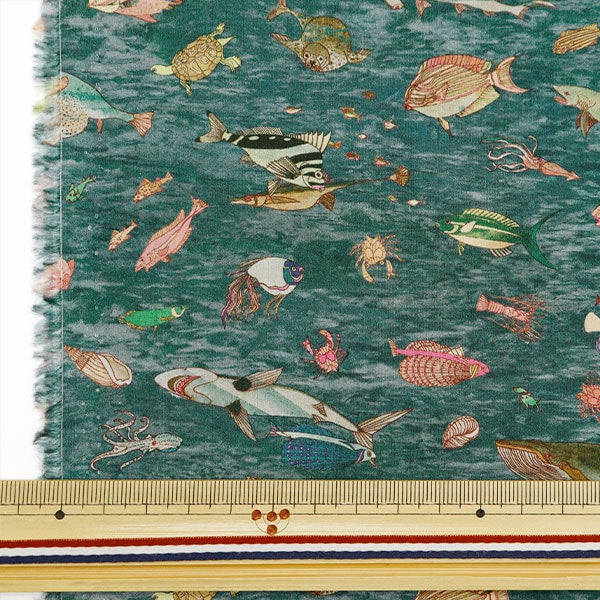 [From quantity 5] Fabric "Liberty Fabric Tana lawn Brian's Aquarium 363J4212-BU] Liberty Japan