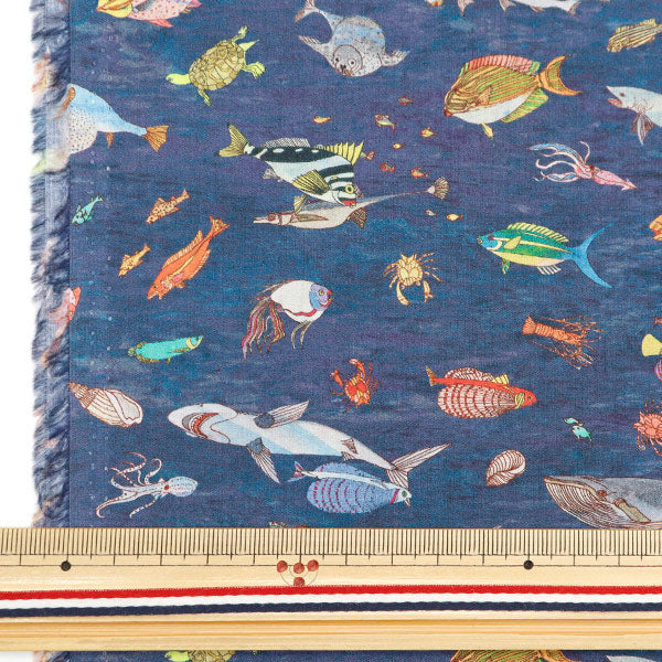 [From quantity 5] Fabric "Liberty Fabric Tana lawn Brians Aquarium 363J4212-CU " Liberty Japan