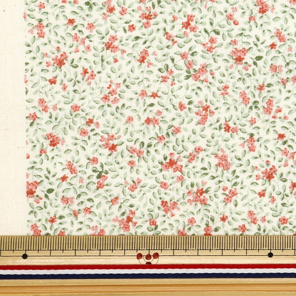 [From quantity 5] Fabric 『Scare Print Provence Garden Kobana Natural x Appricot 850437-1-1]