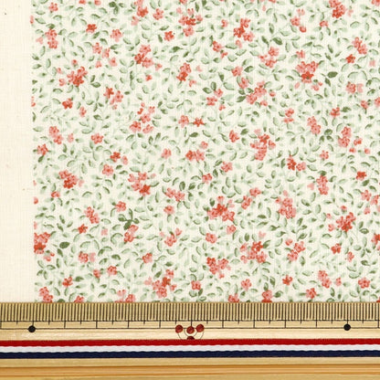 [From quantity 5] Fabric 『Scare Print Provence Garden Kobana Natural x Appricot 850437-1-1]