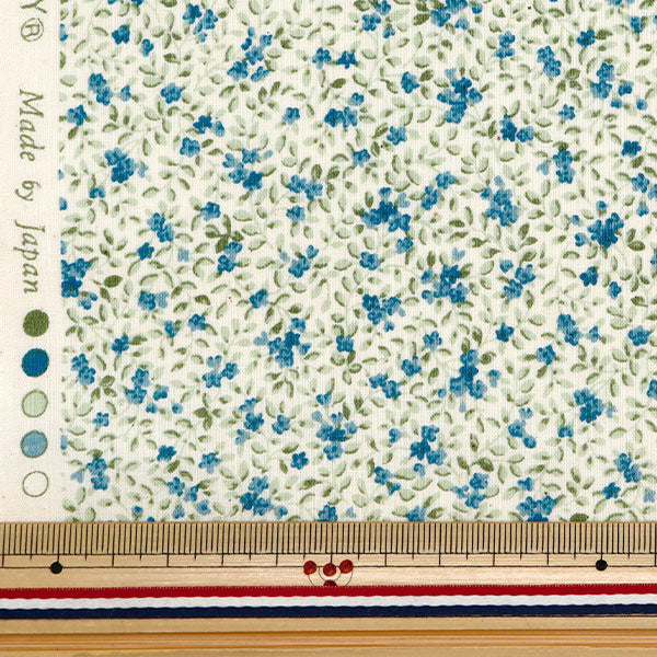 [From quantity 5] Fabric 『Scare Print Provans Garden Kobana Natural x Blue 850437-1-2]