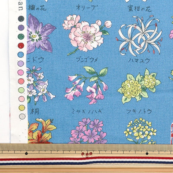 【数量5から】 生地 『オックス ご当地シリーズ 花 ブルー YPA-51000-1D』 KOKKA コッカ