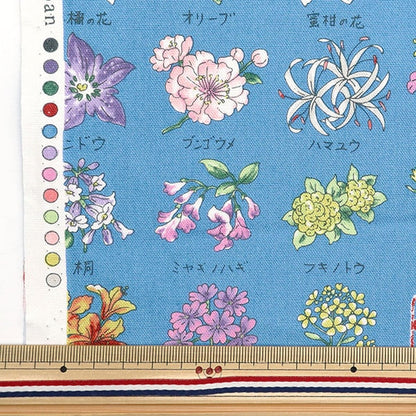 【数量5から】 生地 『オックス ご当地シリーズ 花 ブルー YPA-51000-1D』 KOKKA コッカ