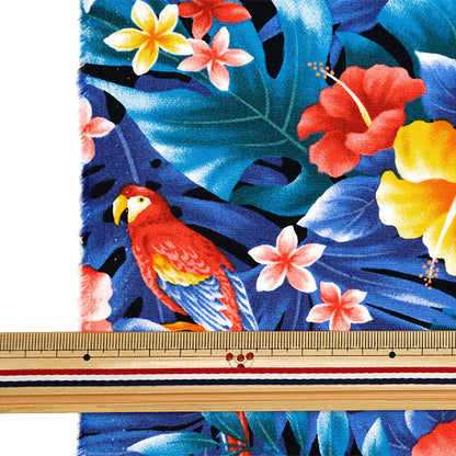 [From quantity 5] Fabric "Broad Hawaii Amon Rinta Monstera and Bird Navy 281-B-NV"